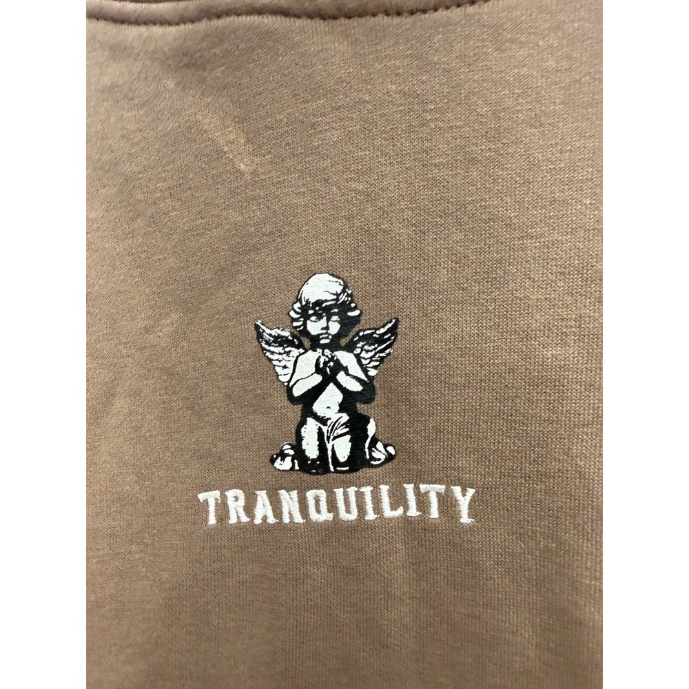 H&M Mens Brown Tranquility Angel Graphic Hoodie Regular Fit Sweatshirt Size M - Picture 2 of 7